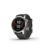 Garmin Fenix 7S Pro Solar, ezüst, grafitszürke szilikon szíjjal pulzusmérő óra