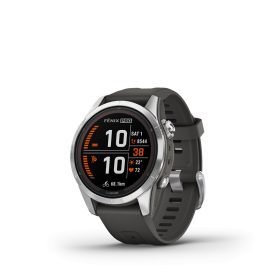   Garmin Fenix 7S Pro Solar, ezüst, grafitszürke szilikon szíjjal pulzusmérő óra