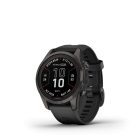 Garmin Fenix 7S Pro Sapphire Solar, Szürke DLC titánium, fekete szilikon szíjjal pulzusmérő óra