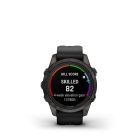Garmin Fenix 7S Pro Sapphire Solar, Szürke DLC titánium, fekete szilikon szíjjal pulzusmérő óra