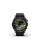 Garmin Fenix 7S Pro Sapphire Solar, Szürke DLC titánium, fekete szilikon szíjjal pulzusmérő óra