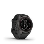Garmin Fenix 7S Pro Sapphire Solar, Szürke DLC titánium, fekete szilikon szíjjal pulzusmérő óra