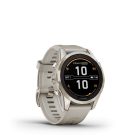 Garmin Fenix 7S Pro Sapphire, krémarany, homokkő színű szilikon szíjjal pulzusmérő óra