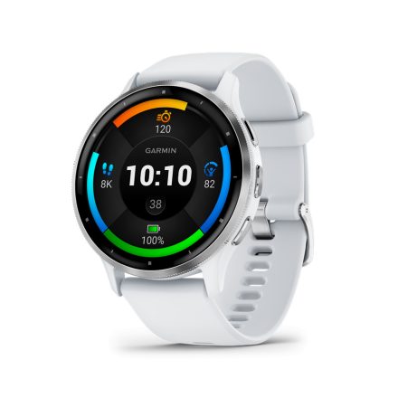 Garmin Venu 3 Silver Stainless Steel Bezel with Whitestone Case and Silicone Band