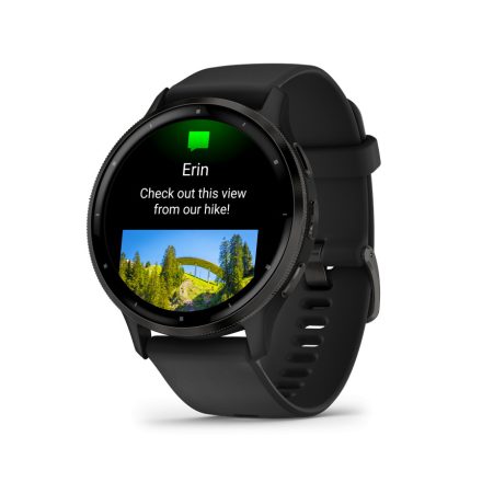 Garmin Venu 3 Slate Stainless Steel Bezel with Black Case, Leather and Silicone Band