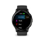 Garmin Venu 3 Fekete, fekete kerettel bőr és szilikon szíjjal