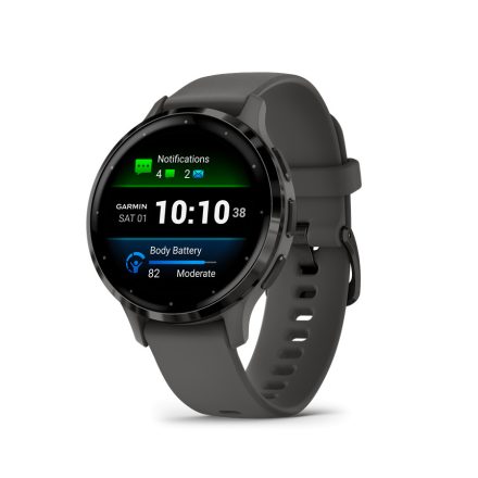 Garmin Venu 3s Slate Stainless Steel Bezel with Pebble Gray Case and Silicone Band