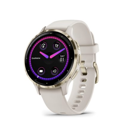 Garmin Venu 3s Soft Gold Stainless Steel Bezel with Ivory Case and Silicone Band