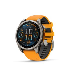   Garmin fenix 8 47mm AMOLED Sapphire, titánium, narancs/grafit szilikon szíjjal pulzusmérő óra