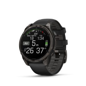   Garmin Fenix 8 Amoled 47mm Sapphire, karbonszürke DLC titanium, fekete/sötétszürke szilikon szíjjal pulzusmérő óra