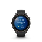 Garmin Fenix 8 Amoled 47mm Sapphire, karbonszürke DLC titanium, fekete/sötétszürke szilikon szíjjal pulzusmérő óra