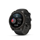 Garmin Fenix 8 Amoled 47mm Sapphire, karbonszürke DLC titanium, fekete/sötétszürke szilikon szíjjal pulzusmérő óra