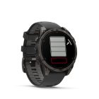 Garmin Fenix 8 Amoled 47mm Sapphire, karbonszürke DLC titanium, fekete/sötétszürke szilikon szíjjal pulzusmérő óra