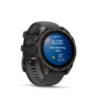 Garmin Fenix 8 Amoled 47mm Sapphire, karbonszürke DLC titanium, fekete/sötétszürke szilikon szíjjal pulzusmérő óra