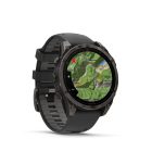 Garmin Fenix 8 Amoled 47mm Sapphire, karbonszürke DLC titanium, fekete/sötétszürke szilikon szíjjal pulzusmérő óra