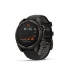 Garmin fenix 8 47mm SOLAR Sapphire, karbonszürke DLC titanium, fekete/sötétszürke szilikon szíjjal pulzusmérő óra