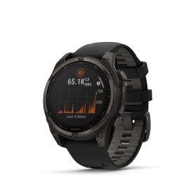   Garmin fenix 8 47mm SOLAR Sapphire, karbonszürke DLC titanium, fekete/sötétszürke szilikon szíjjal pulzusmérő óra