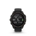 Garmin fenix 8 47mm SOLAR Sapphire, karbonszürke DLC titanium, fekete/sötétszürke szilikon szíjjal pulzusmérő óra