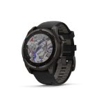 Garmin fenix 8 47mm SOLAR Sapphire, karbonszürke DLC titanium, fekete/sötétszürke szilikon szíjjal pulzusmérő óra