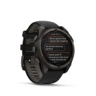 Garmin fenix 8 47mm SOLAR Sapphire, karbonszürke DLC titanium, fekete/sötétszürke szilikon szíjjal pulzusmérő óra