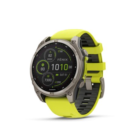 Garmin Fenix ​​8 SOLAR 47mm Sapphire, Titanium with Yellow/Graphite Silicone Strap heart rate monitor